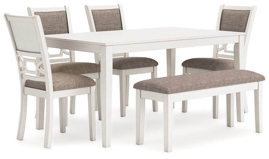 Erinberg Dining Table and 4 Chairs and Bench (Set of 6) - Romeo & Juliet Furniture (Warren,MI)