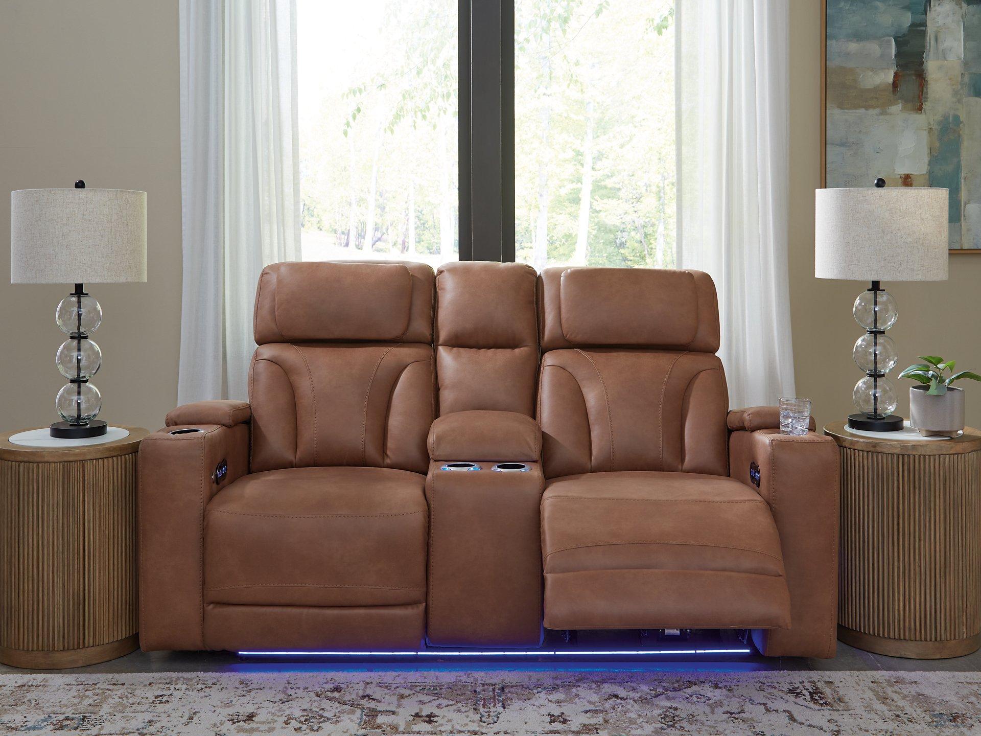 Clean-Slate Power Reclining Loveseat with Console - Romeo & Juliet Furniture (Warren,MI)