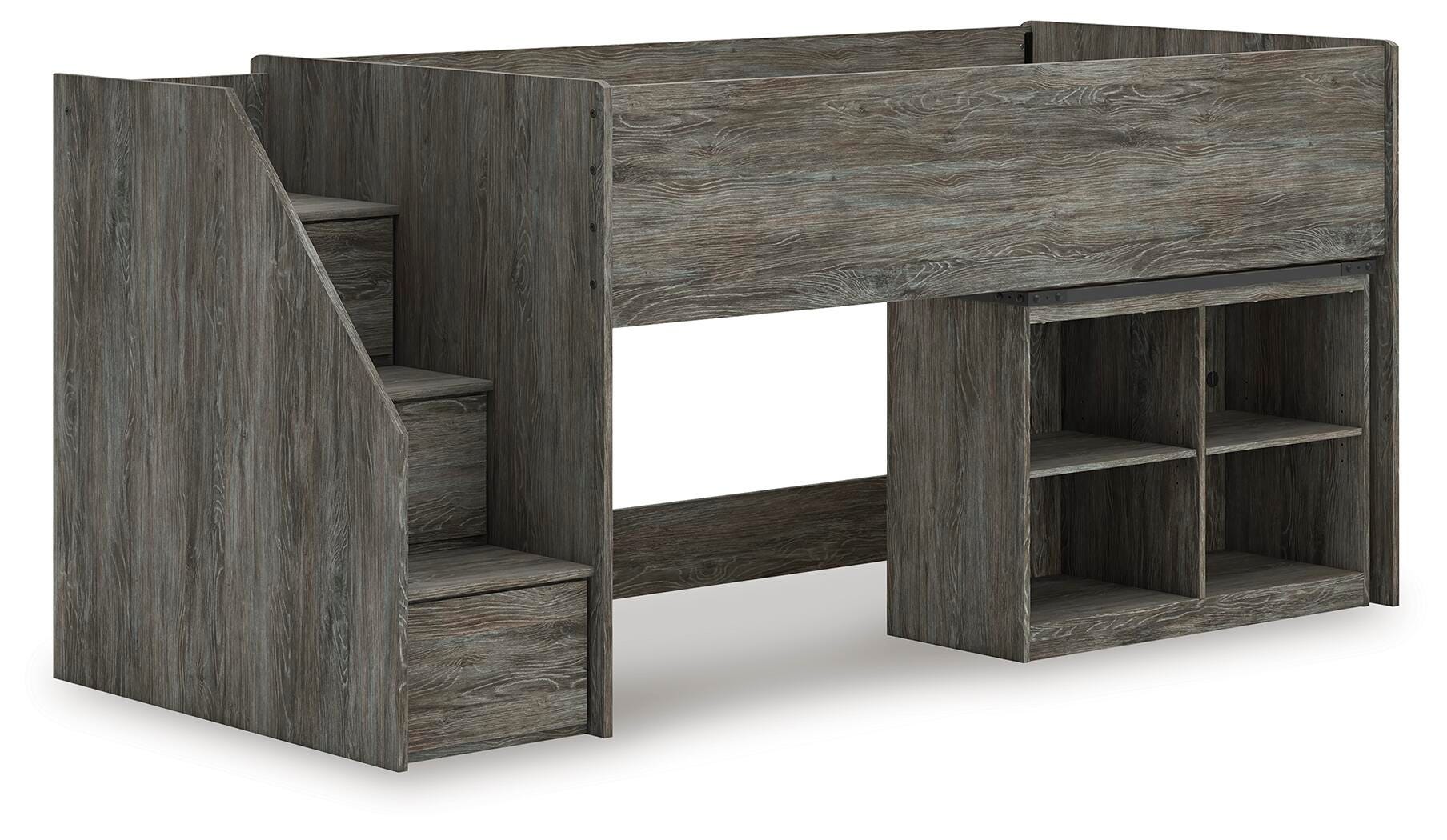 Frandern Loft Bed with Bookcase Storage - Romeo & Juliet Furniture (Warren,MI)