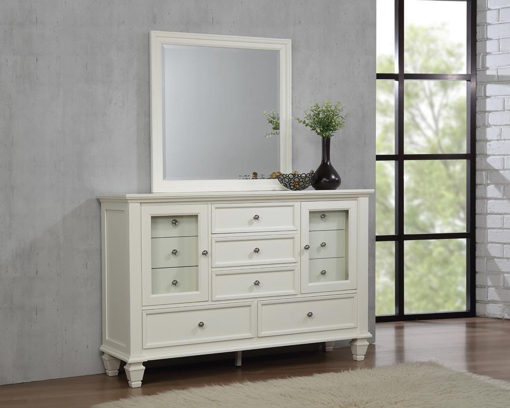 Sandy Beach Rectangular Dresser Mirror Cream White - Romeo & Juliet Furniture (Warren,MI)