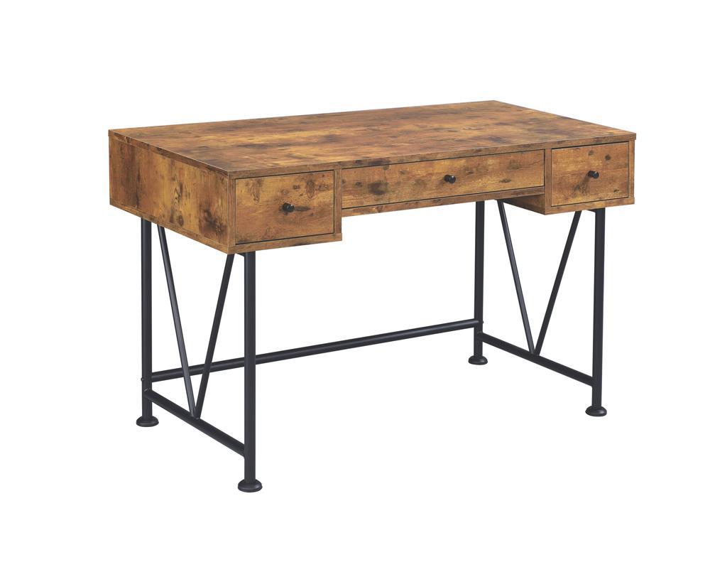 Analiese 3-drawer Writing Desk Antique Nutmeg and Black - Romeo & Juliet Furniture (Warren,MI)