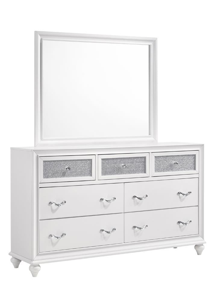Barzini Rectangle Dresser Mirror White - Romeo & Juliet Furniture (Warren,MI)