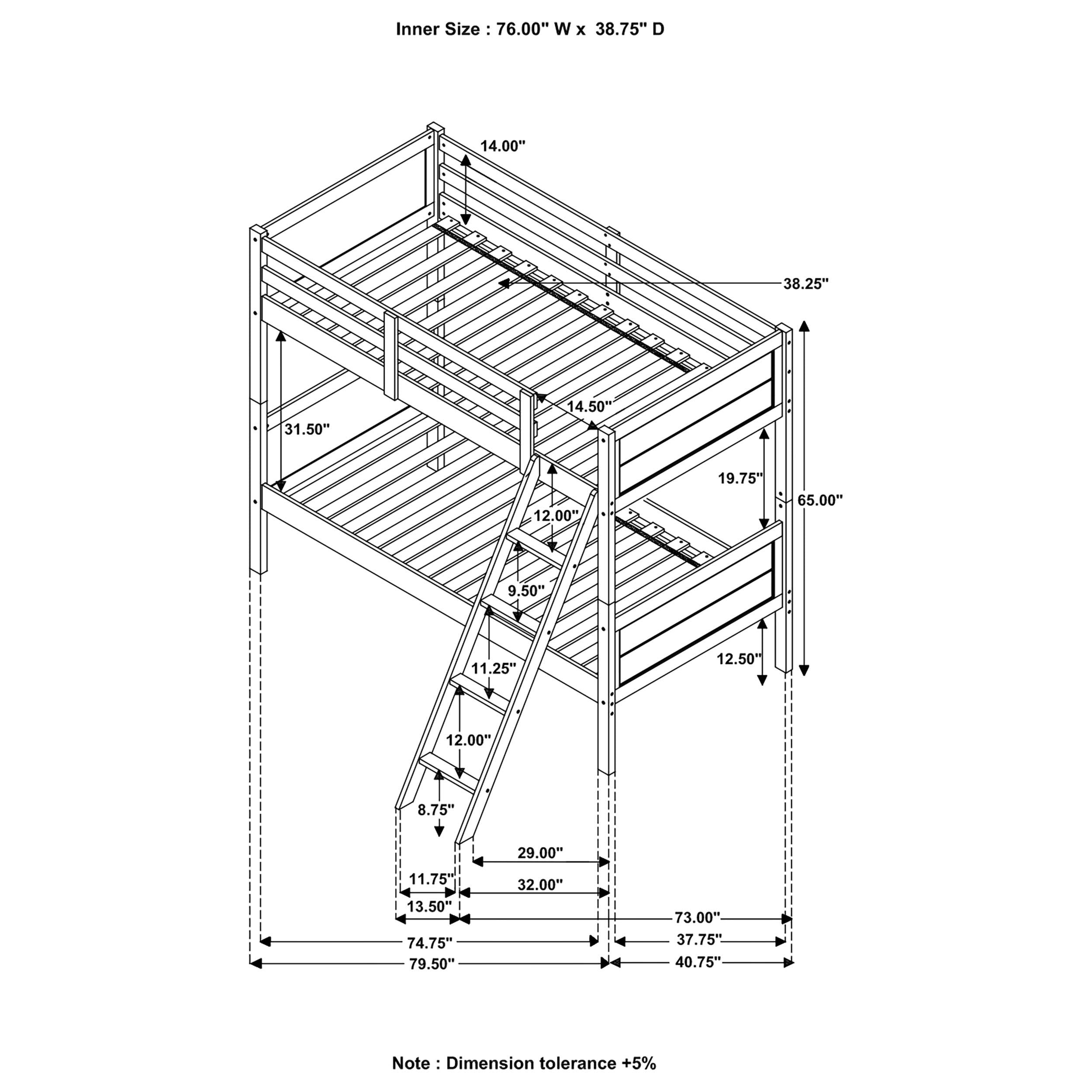 Ryder Bunk Bed with Mattress - Romeo & Juliet Furniture (Warren,MI)