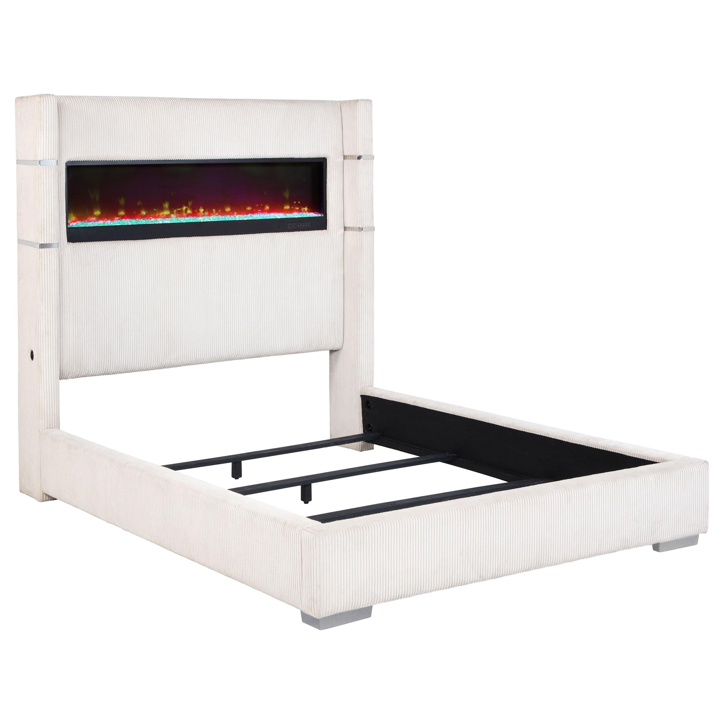 Tisdall Wingback Bed with Flame Visualizer - Romeo & Juliet Furniture (Warren,MI)
