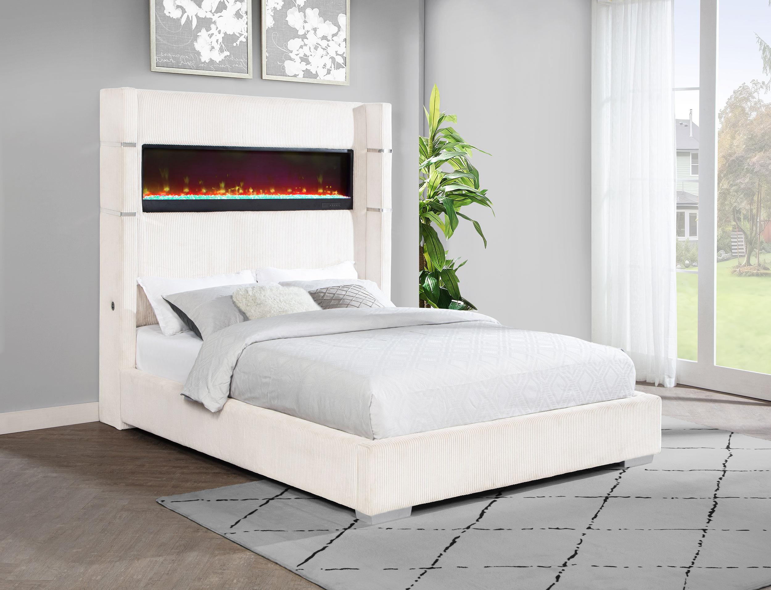 Tisdall Wingback Bed with Flame Visualizer - Romeo & Juliet Furniture (Warren,MI)