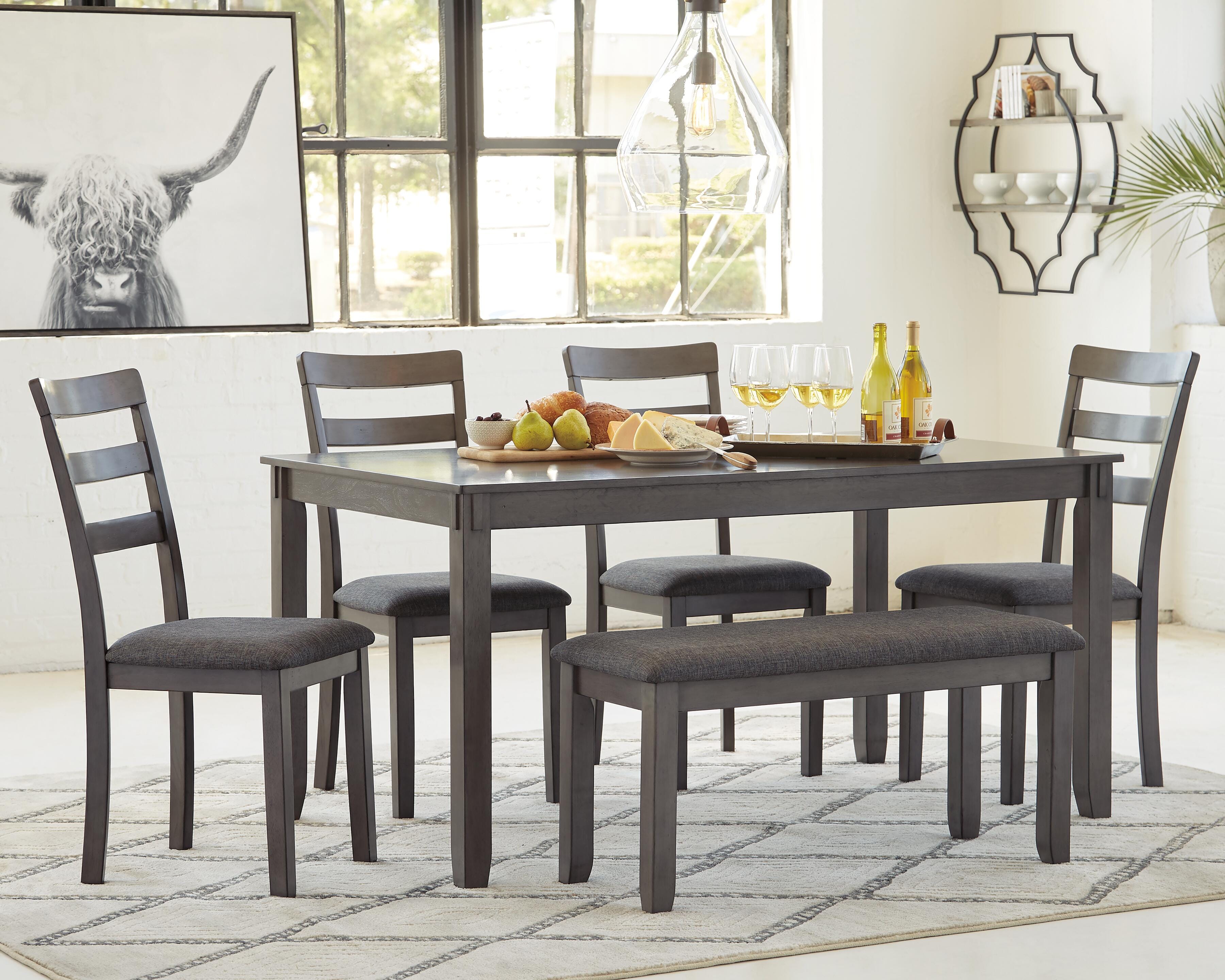 Bridson Dining Table and Chairs with Bench (Set of 6) - Romeo & Juliet Furniture (Warren,MI)