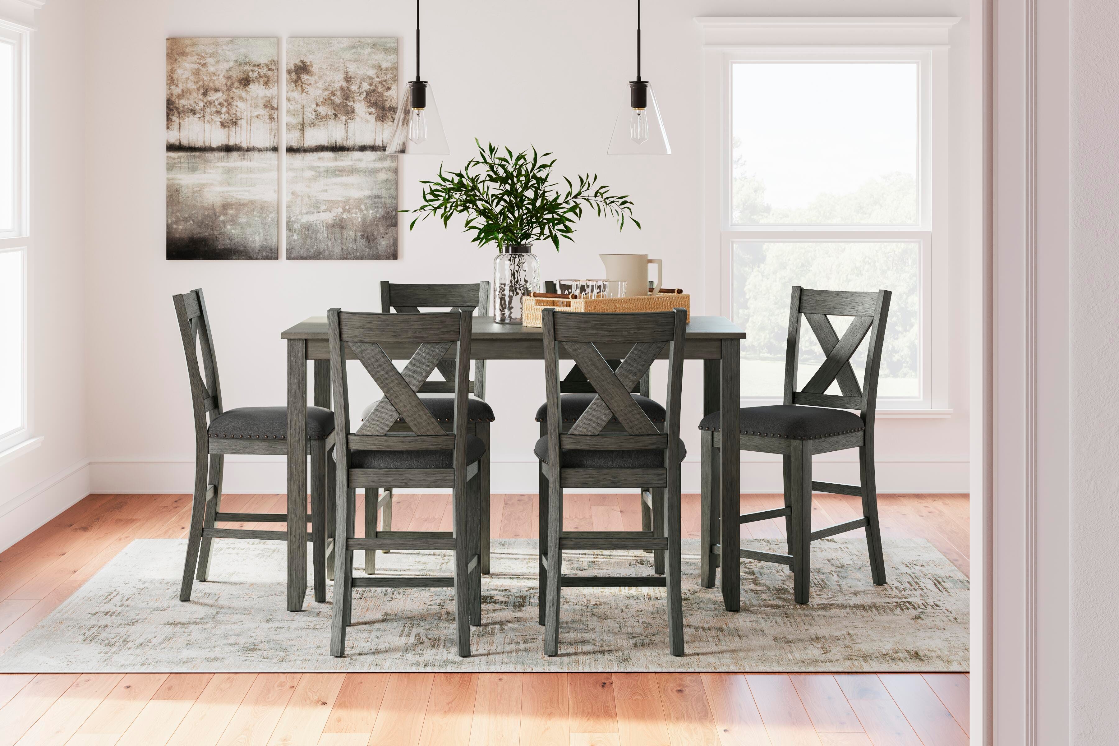Caitbrook Counter Height Dining Table and Bar Stools (Set of 7) - Romeo & Juliet Furniture (Warren,MI)