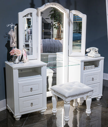 Kozlani Vanity with Mirror - Romeo & Juliet Furniture (Warren,MI)