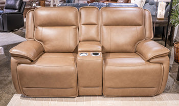 Glencroft Power Reclining Loveseat with Console - Romeo & Juliet Furniture (Warren,MI)