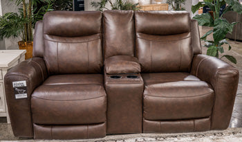 Gravier Power Reclining Loveseat with Console - Romeo & Juliet Furniture (Warren,MI)