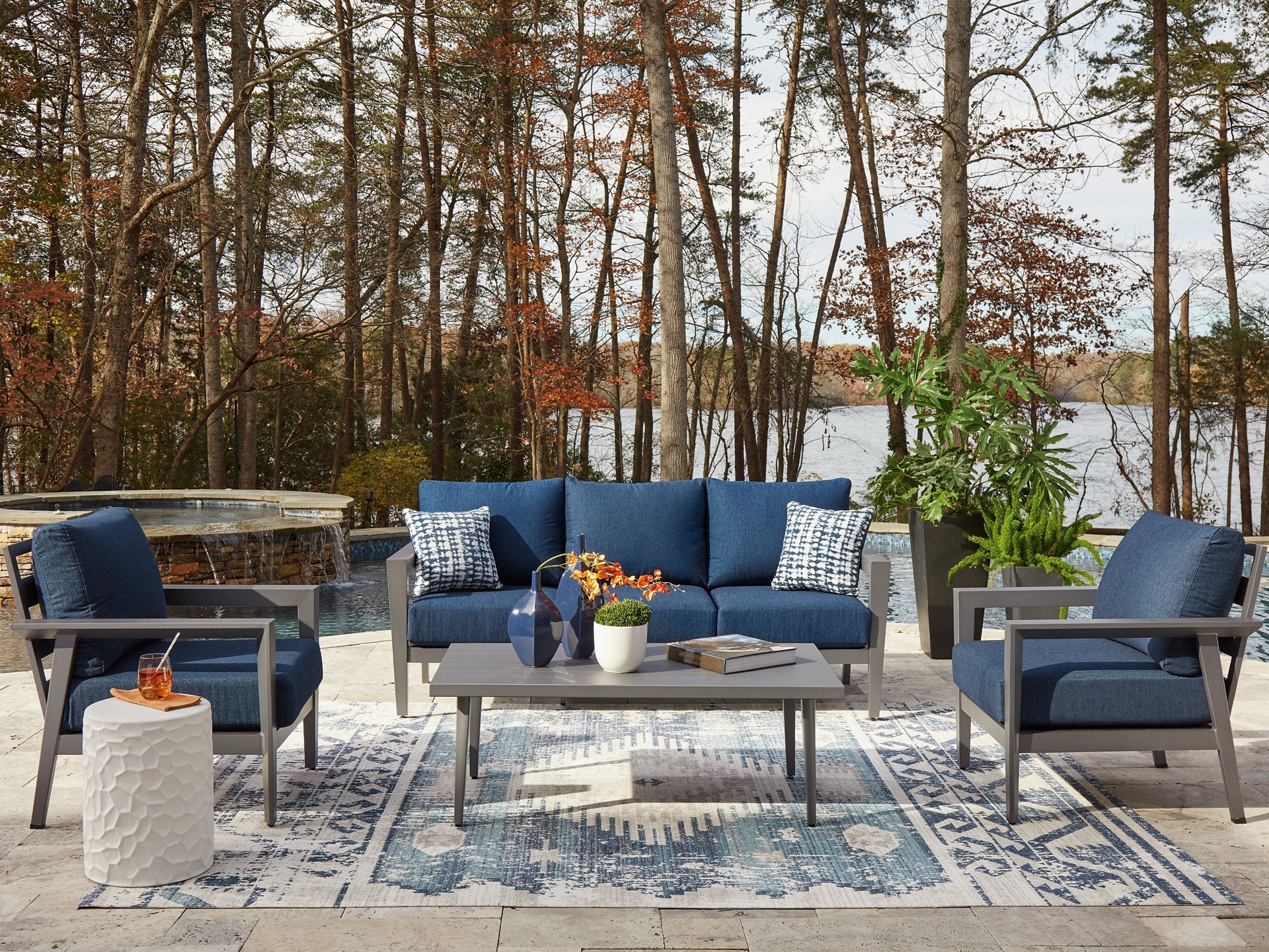 Gali Outdoor Sofa/Chairs/Table Set (Set of 4) - Romeo & Juliet Furniture (Warren,MI)