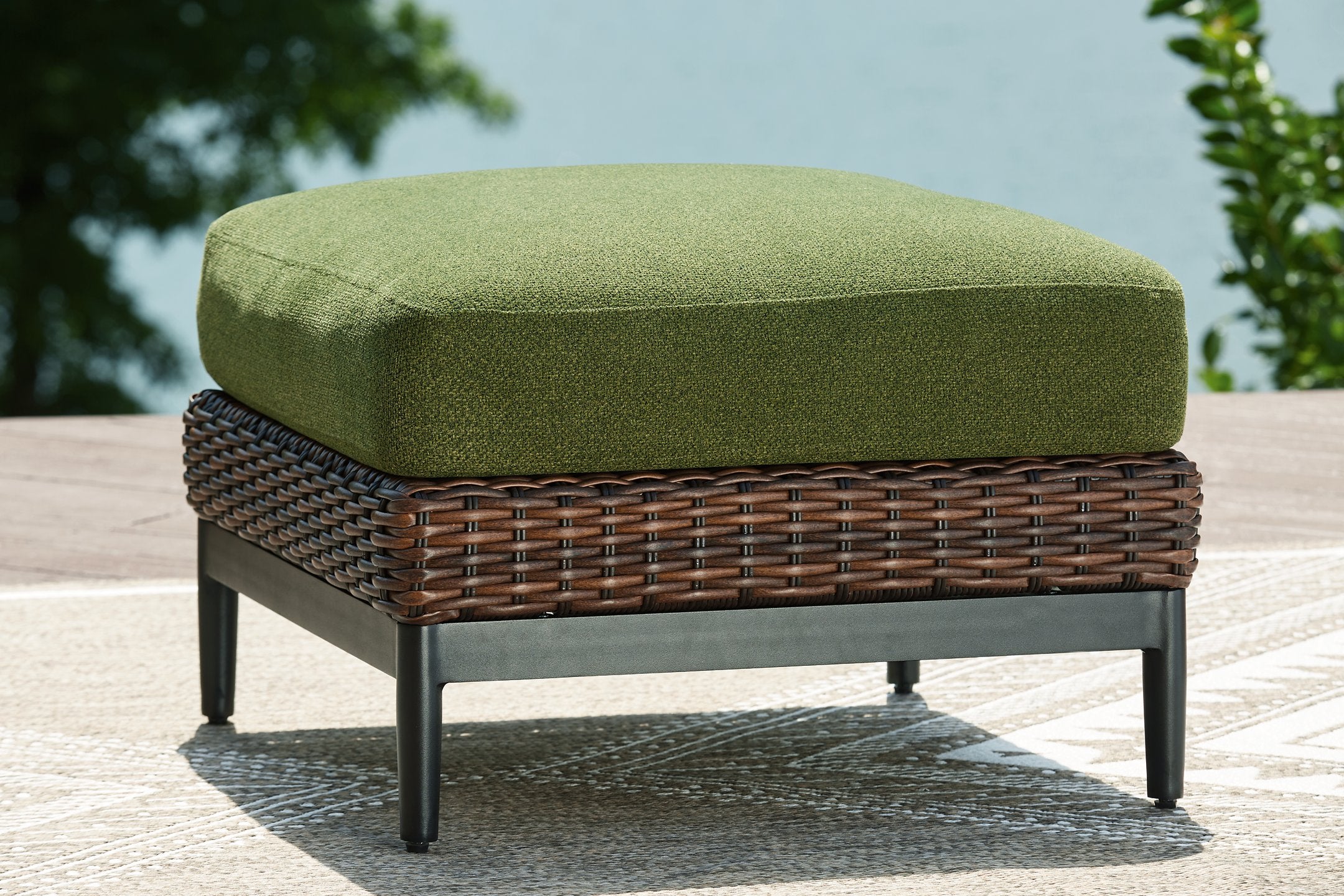 Horizon Hall Outdoor Ottoman with Cushion - Romeo & Juliet Furniture (Warren,MI)