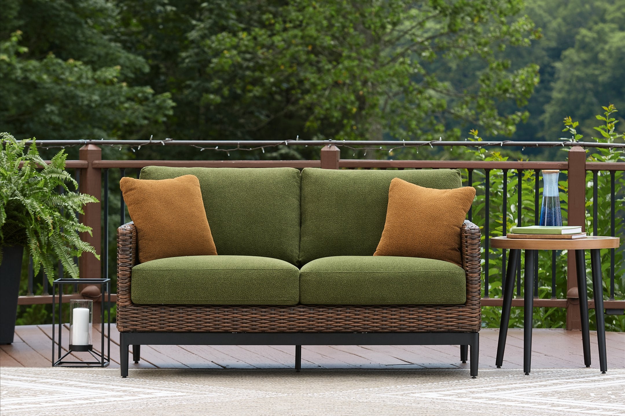 Horizon Hall Outdoor Loveseat with Cushion - Romeo & Juliet Furniture (Warren,MI)