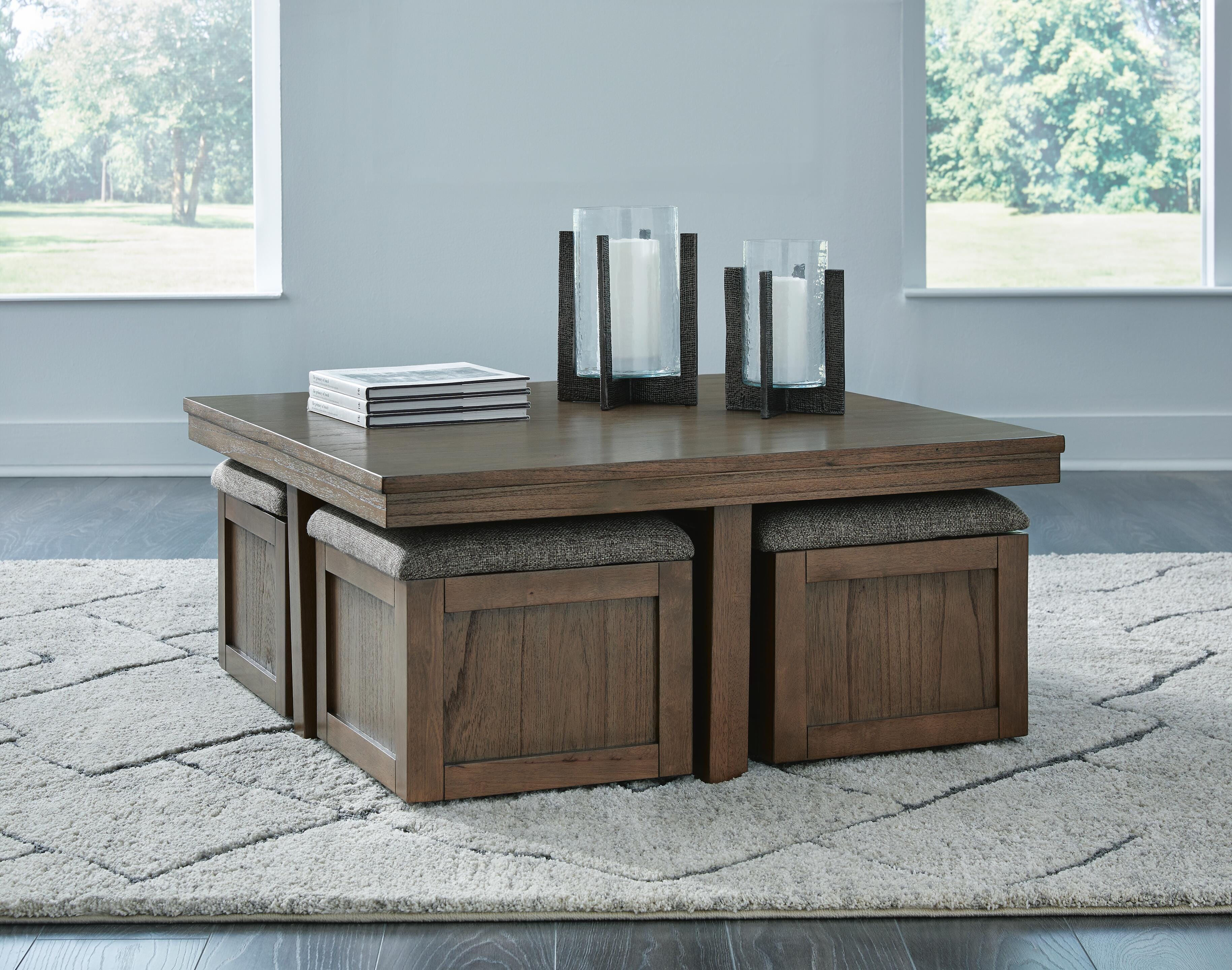 Boardernest Coffee Table with 4 Stools - Romeo & Juliet Furniture (Warren,MI)