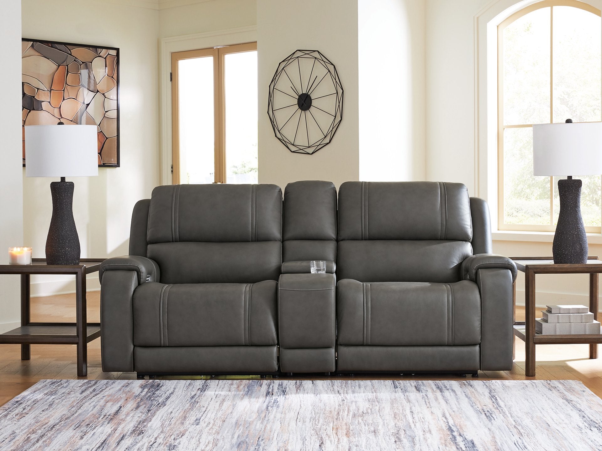 5Z - Pittson Power Reclining Sectional Loveseat with Console - Romeo & Juliet Furniture (Warren,MI)