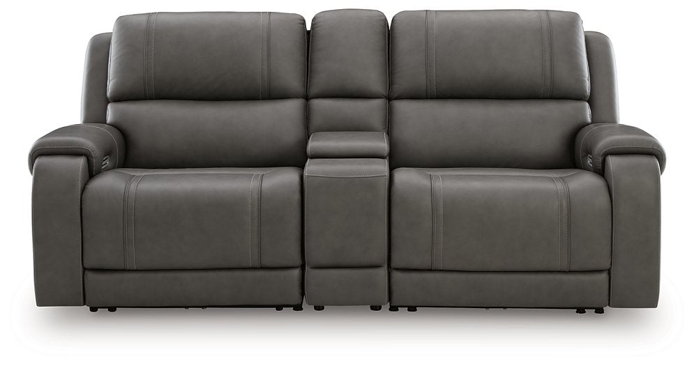 5Z - Pittson Power Reclining Sectional Loveseat with Console - Romeo & Juliet Furniture (Warren,MI)