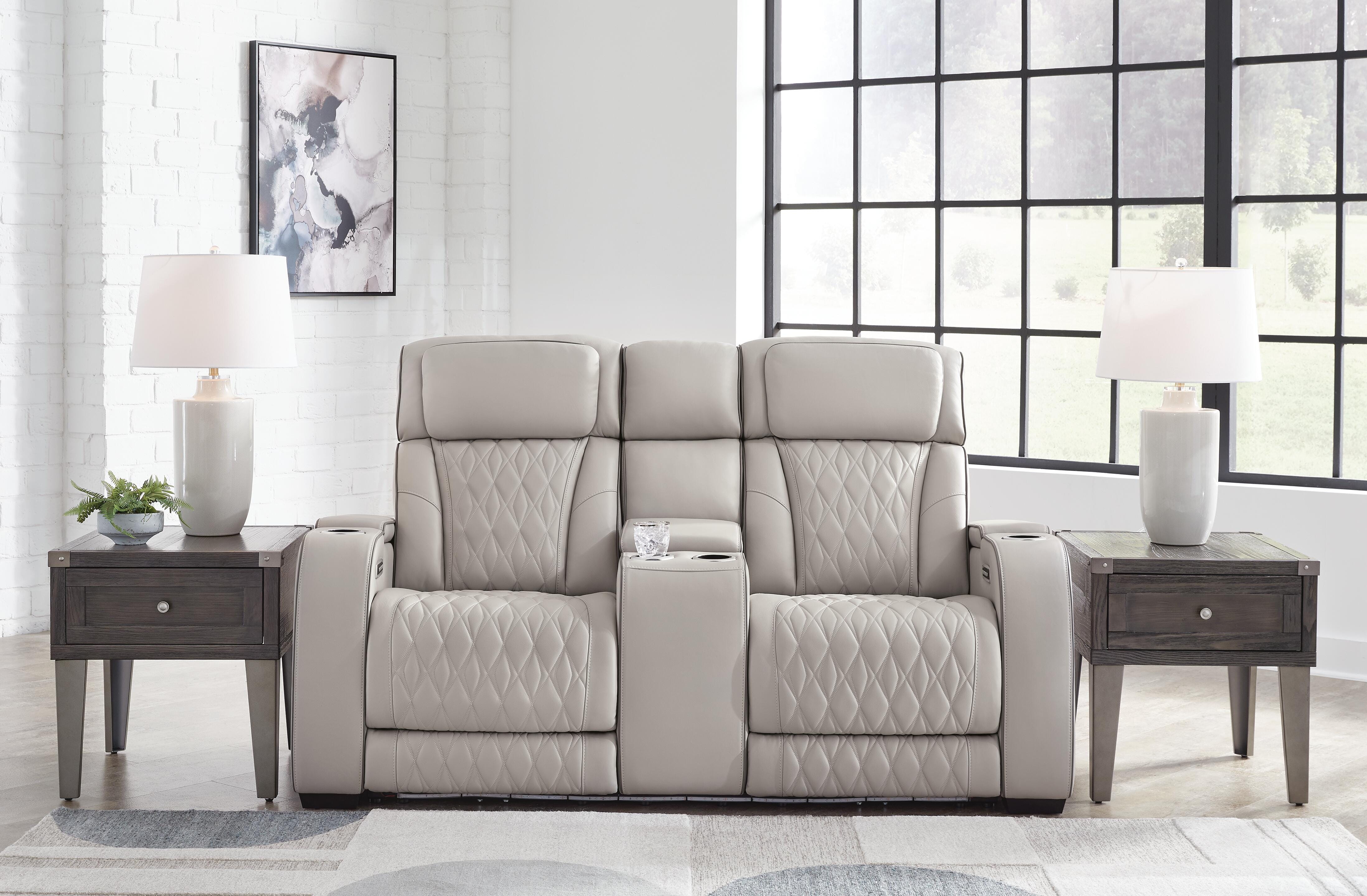 Boyington Power Reclining Loveseat with Console - Romeo & Juliet Furniture (Warren,MI)