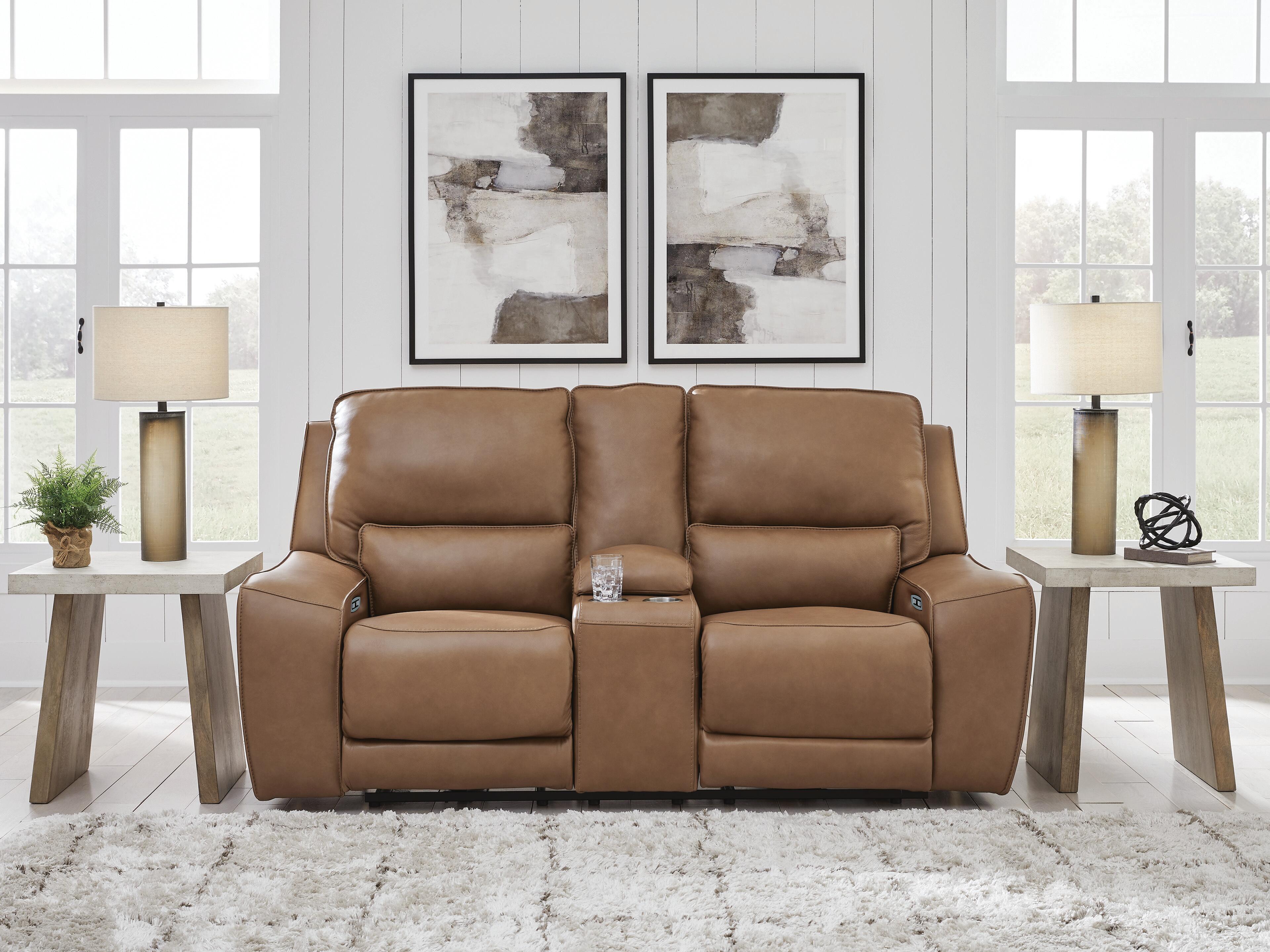 DeepWakes Power Reclining Loveseat with Console - Romeo & Juliet Furniture (Warren,MI)