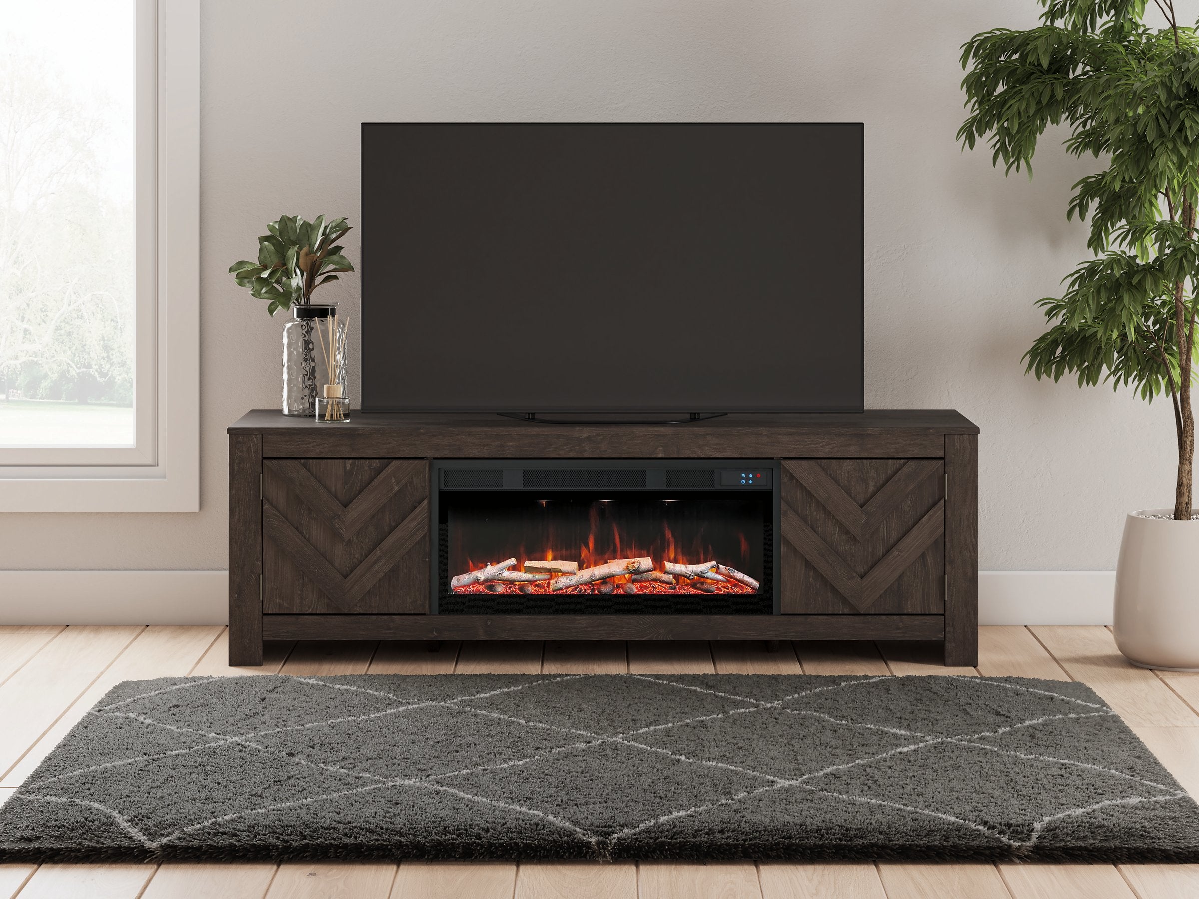Cayboni 71" TV Stand with Electric Fireplace - Romeo & Juliet Furniture (Warren,MI)
