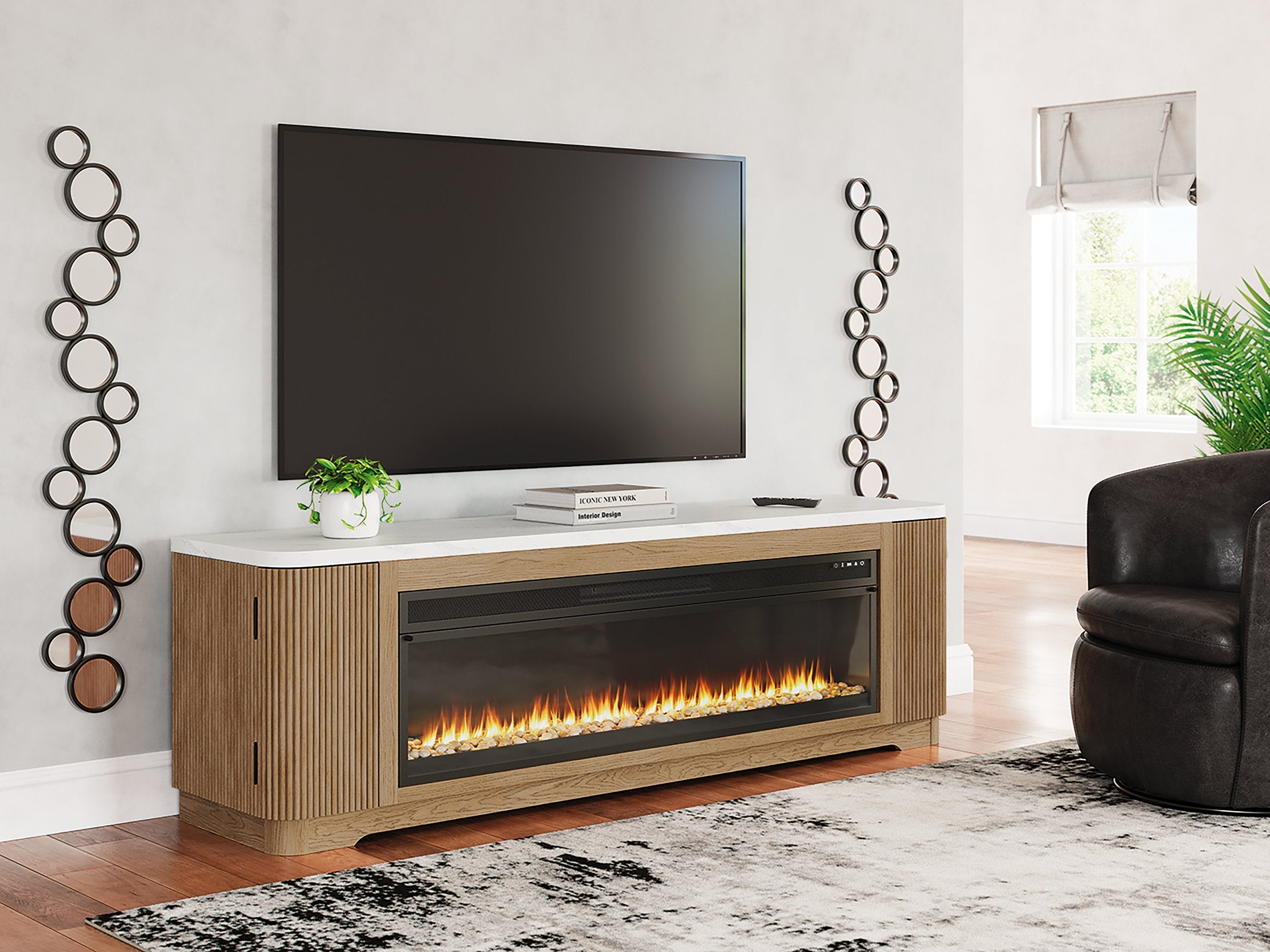 Camdill 80" TV Stand with Electric Fireplace - Romeo & Juliet Furniture (Warren,MI)