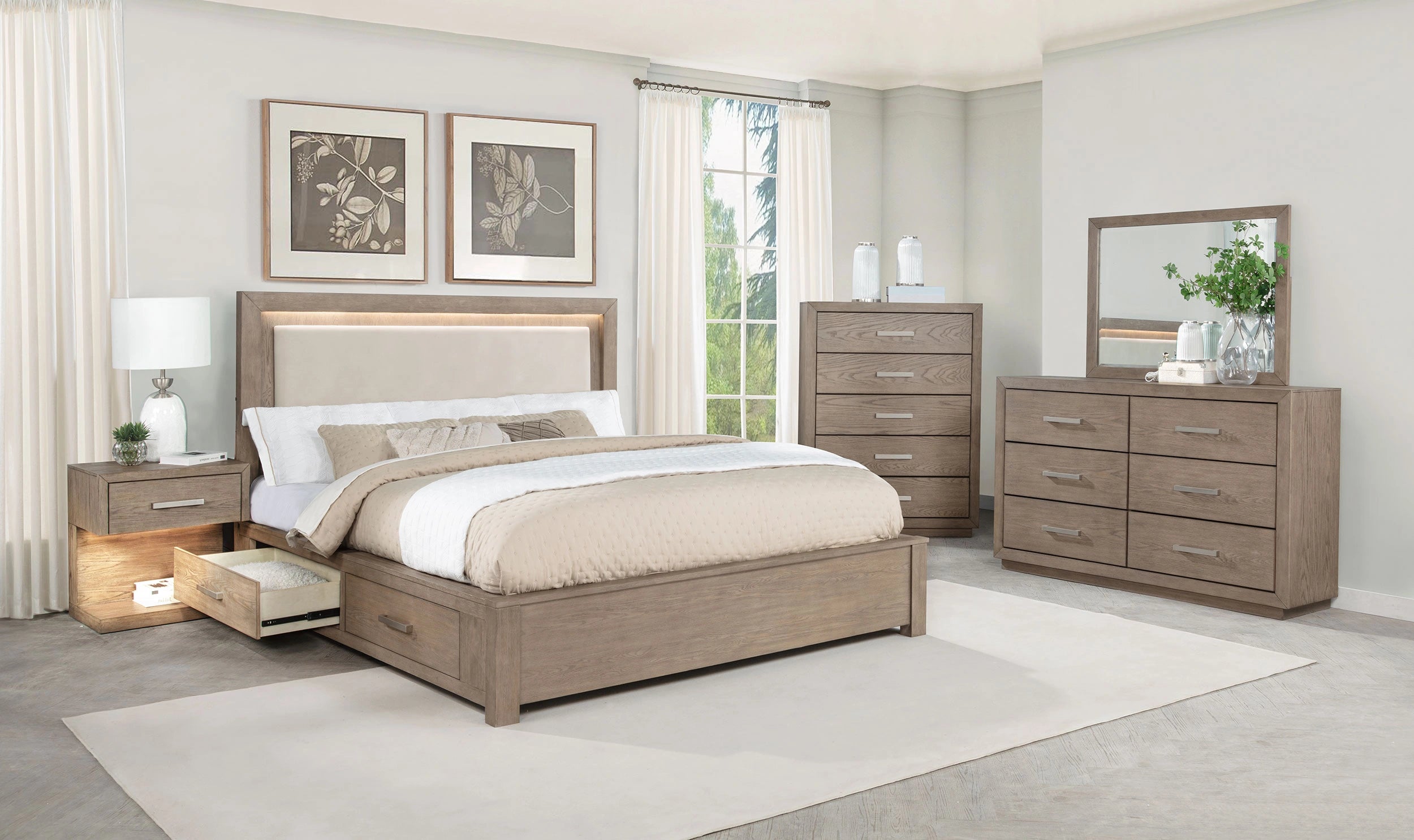 Kenora Panel Platform Storage Bed with LED Lighting