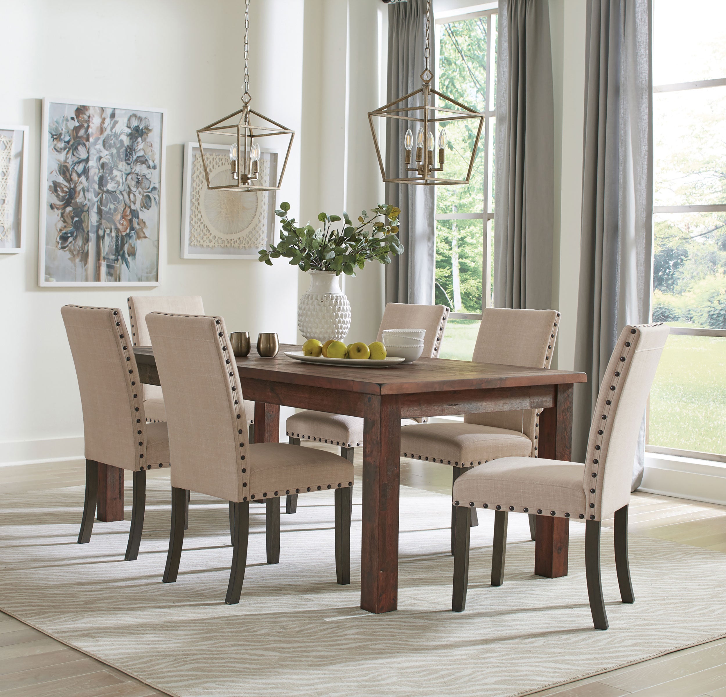 Coleman 5 piece Rectangular Dining Set Rustic Golden Brown Romeo Juliet Furniture Warren MI