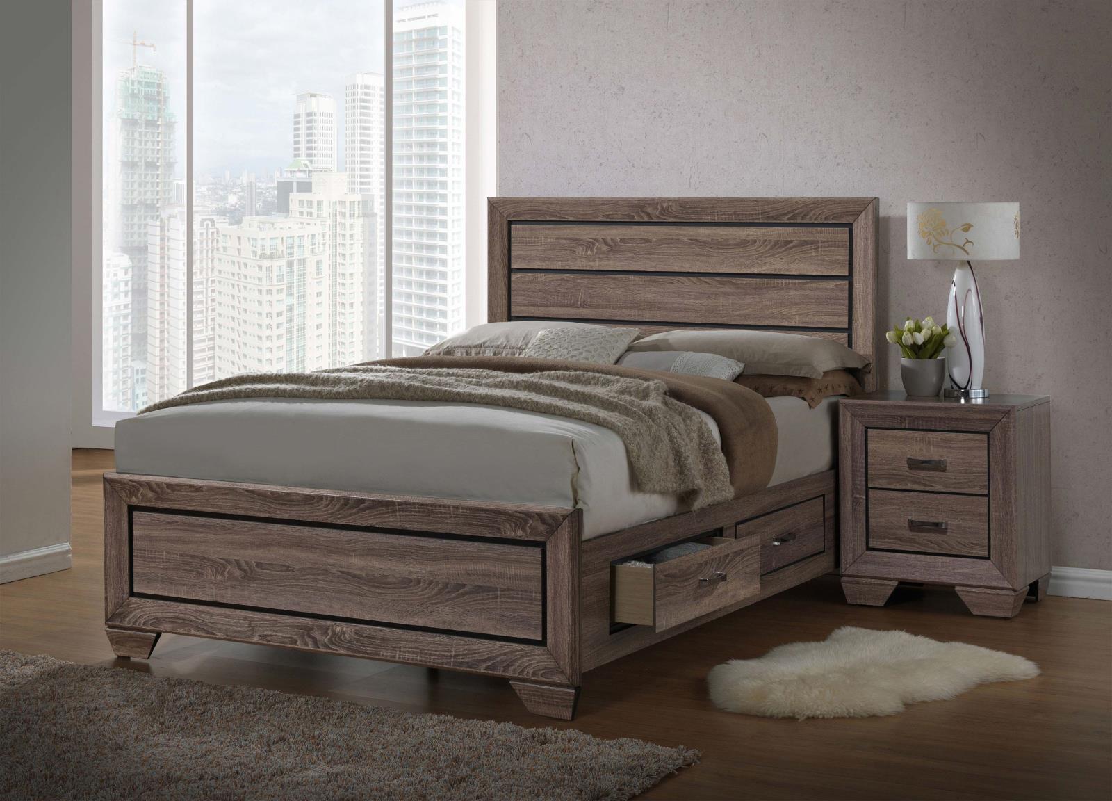 Kauffman Storage Bedroom Set with High Straight Headboard - Romeo & Juliet Furniture (Warren,MI)