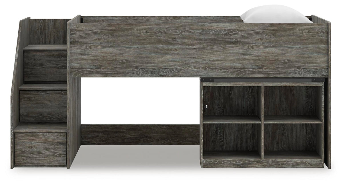 Frandern Loft Bed with Bookcase Storage