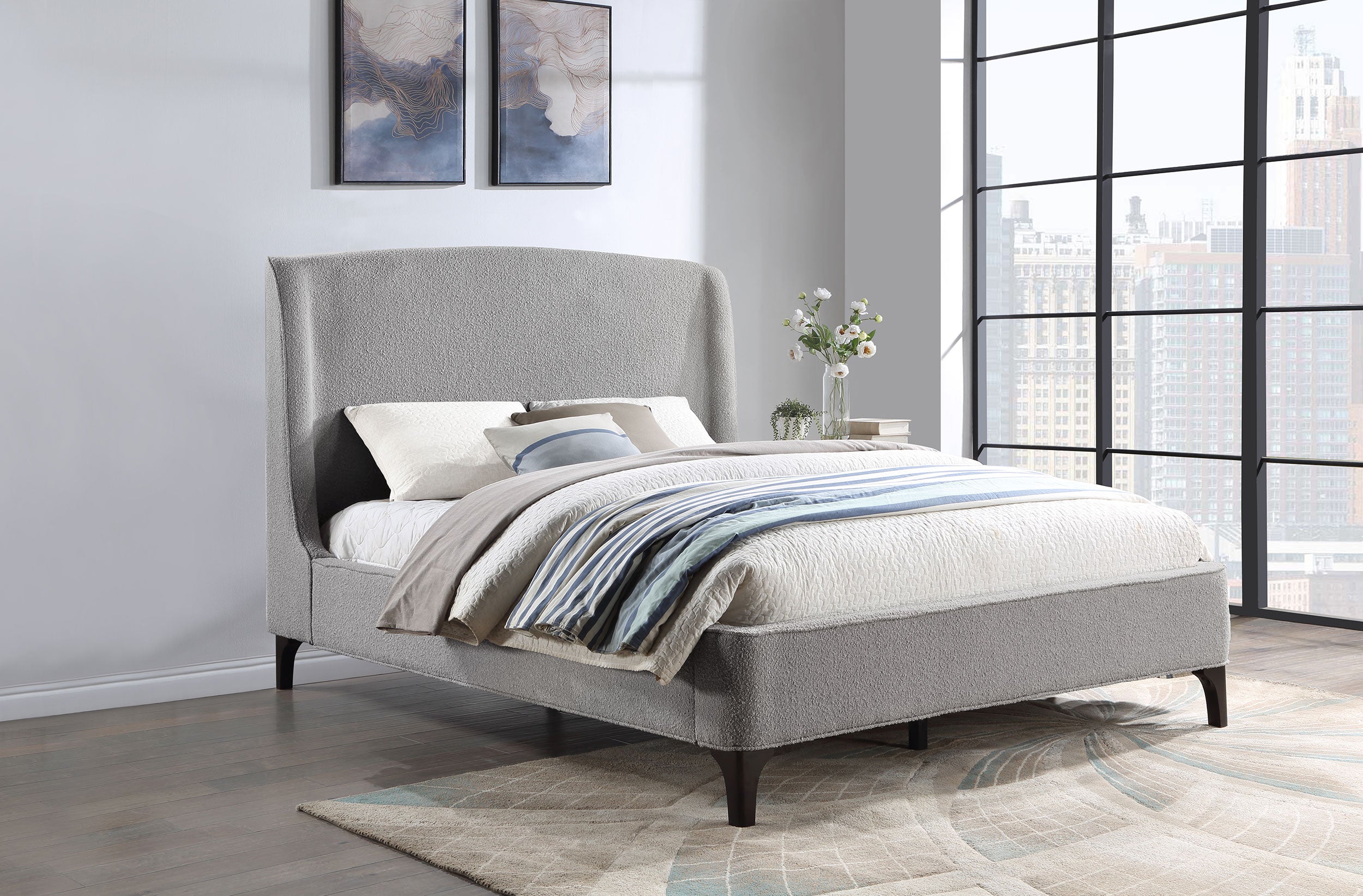 Mosby Upholstered Curved Headboard Platform Bed