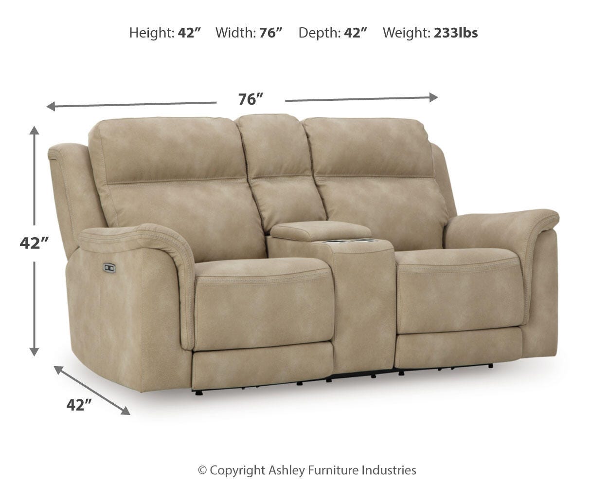 Next-Gen DuraPella Power Reclining Loveseat with Console - Romeo & Juliet Furniture (Warren,MI)