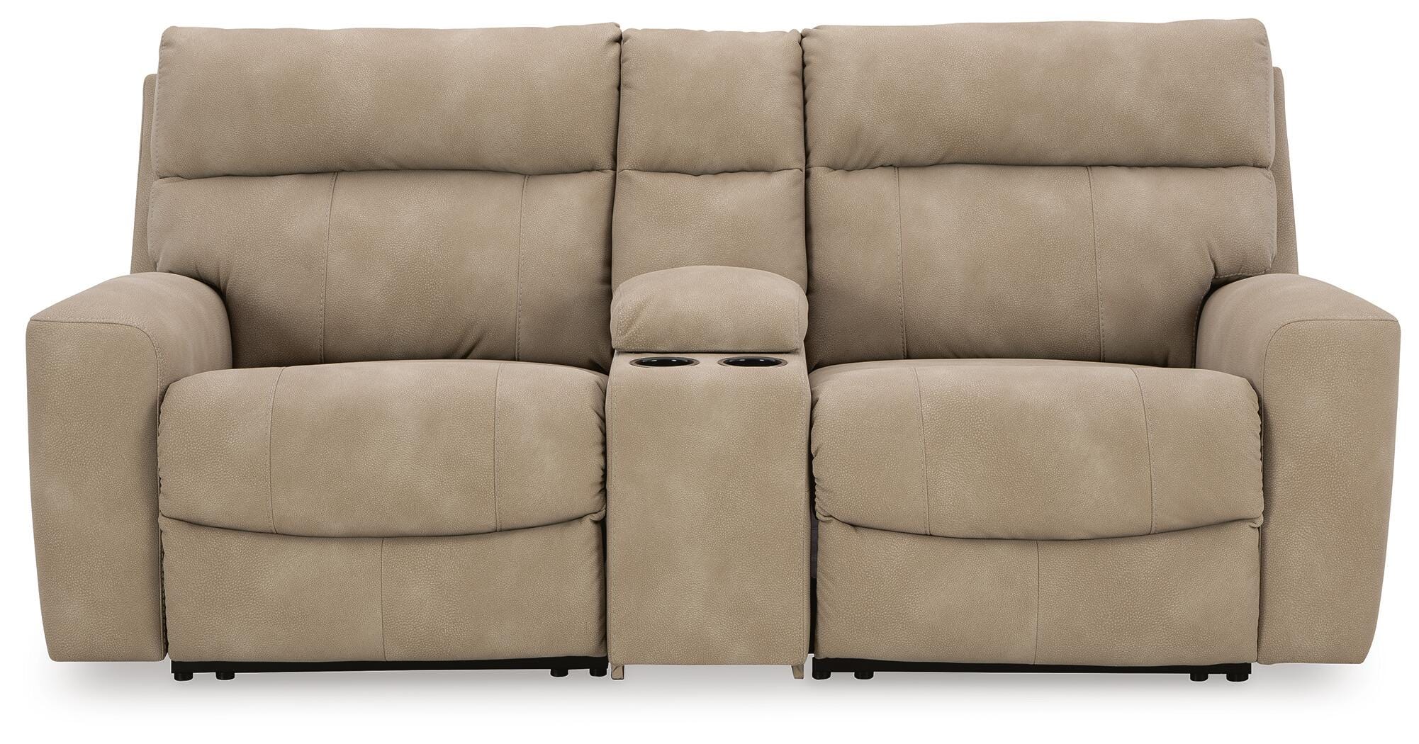 Next-Gen DuraPella Power Reclining Sectional Loveseat with Console - Romeo & Juliet Furniture (Warren,MI)
