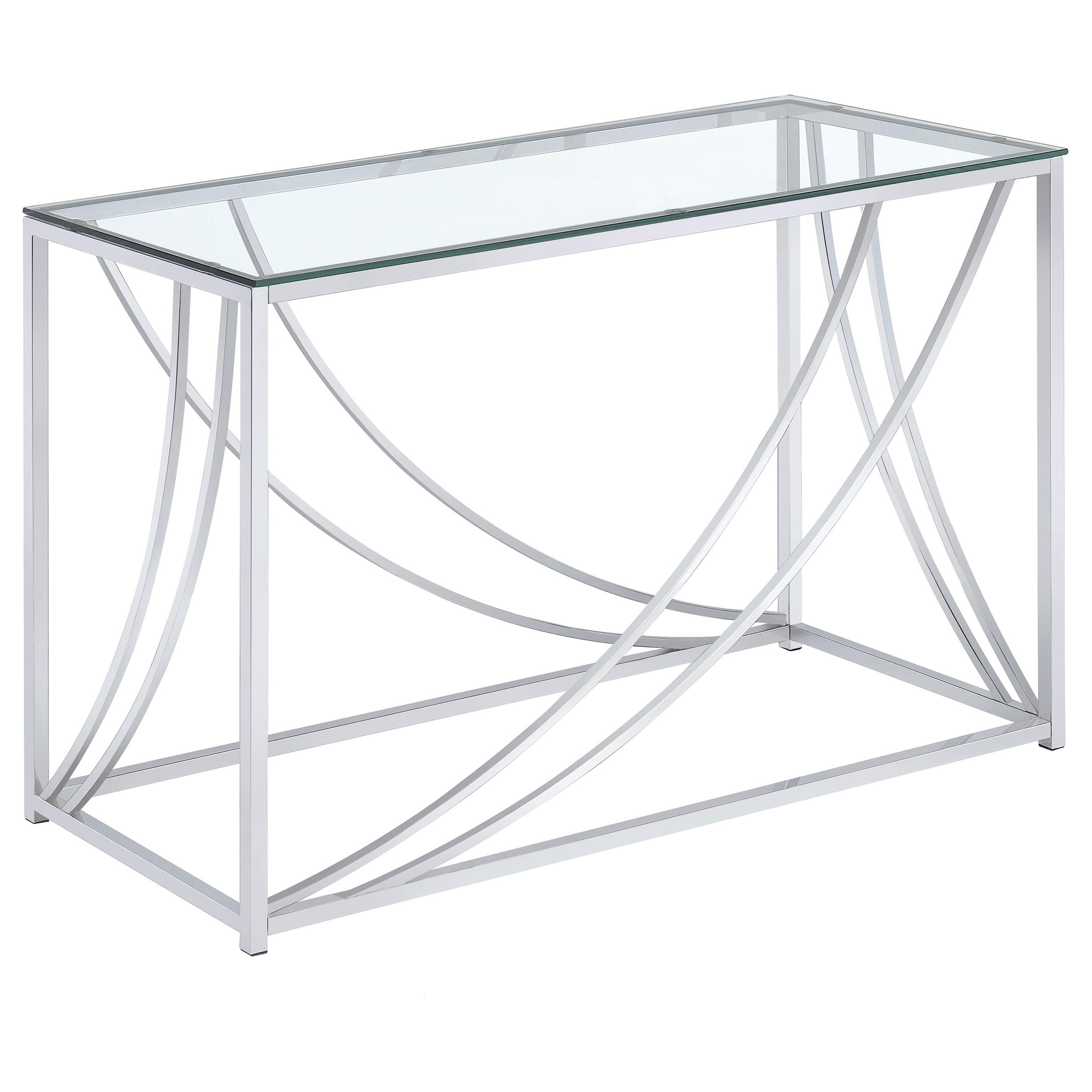 Lille Glass Top Rectangular Sofa Table Accents Chrome image