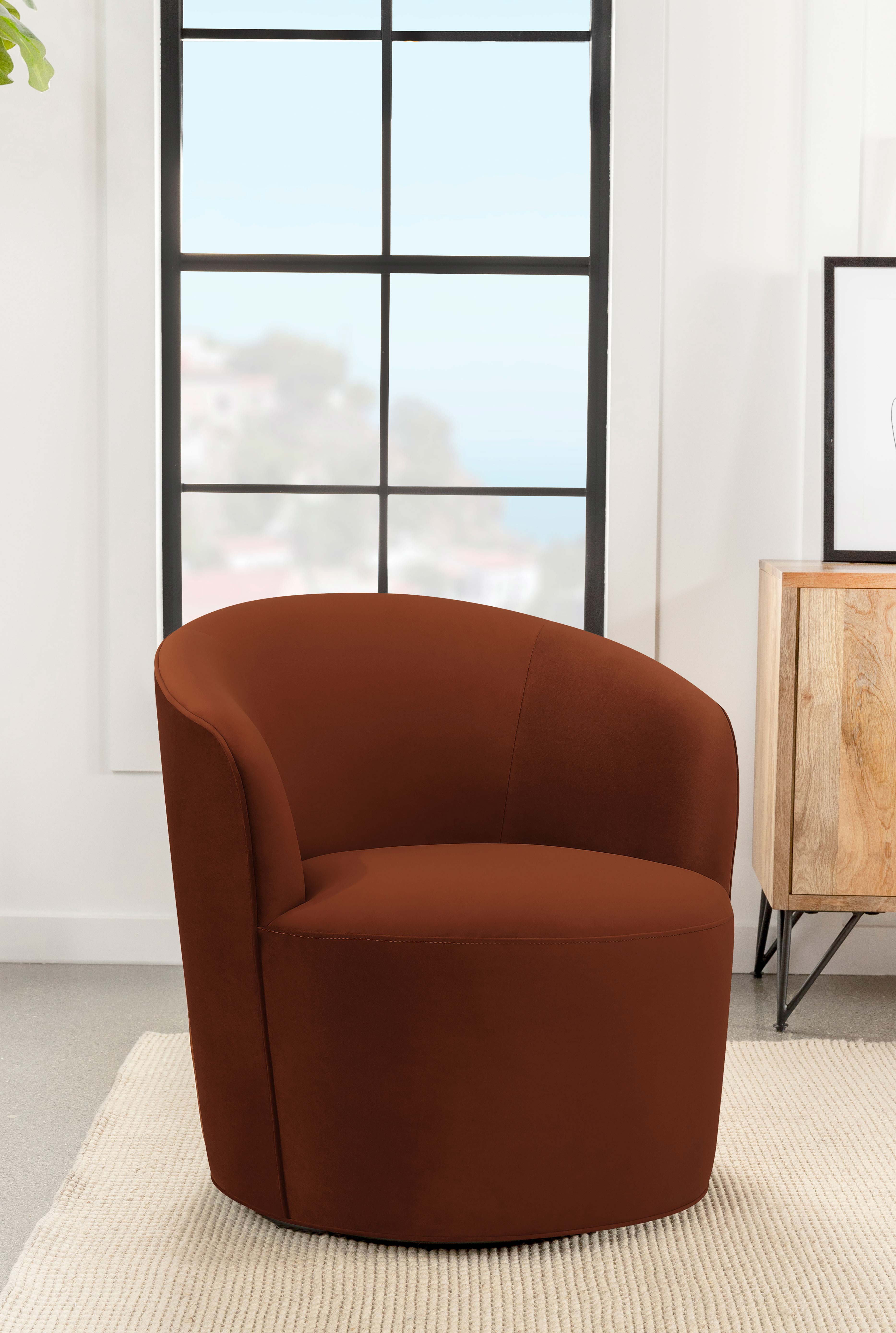 Joyce Sloped Arms Swivel Chair Burnt Orange image