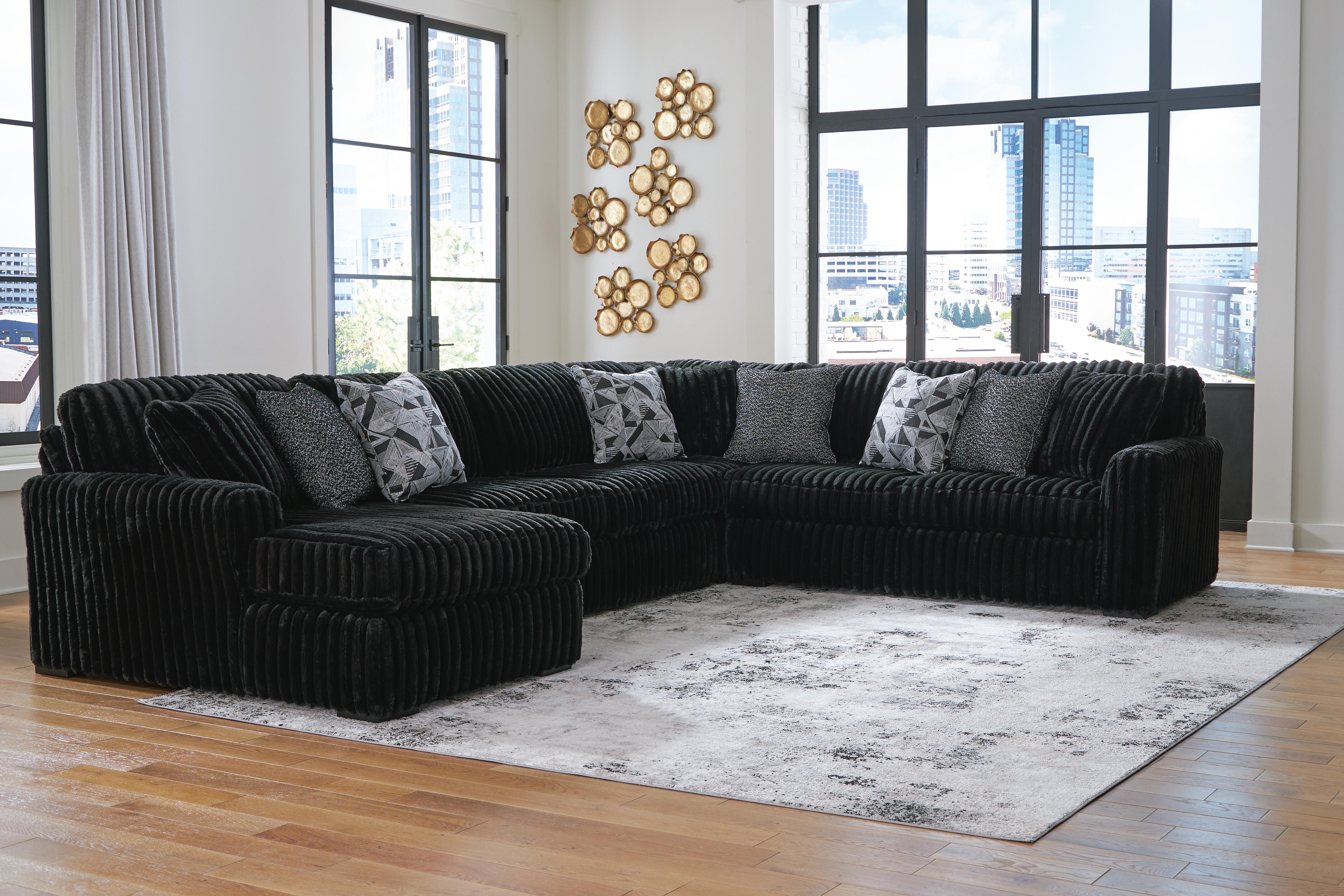 Midnight-Madness Sectional with Chaise - Romeo & Juliet Furniture (Warren,MI)