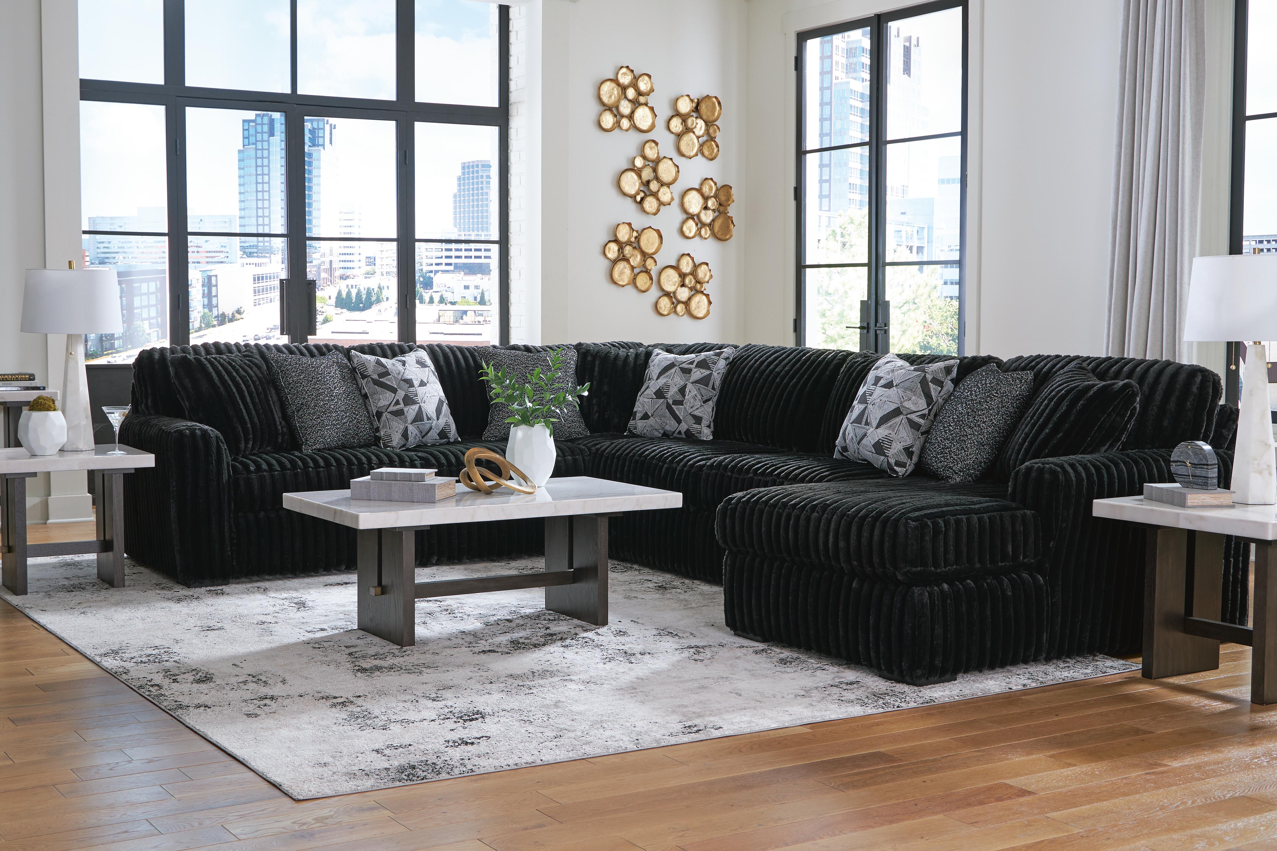 Midnight-Madness Sectional with Chaise - Romeo & Juliet Furniture (Warren,MI)