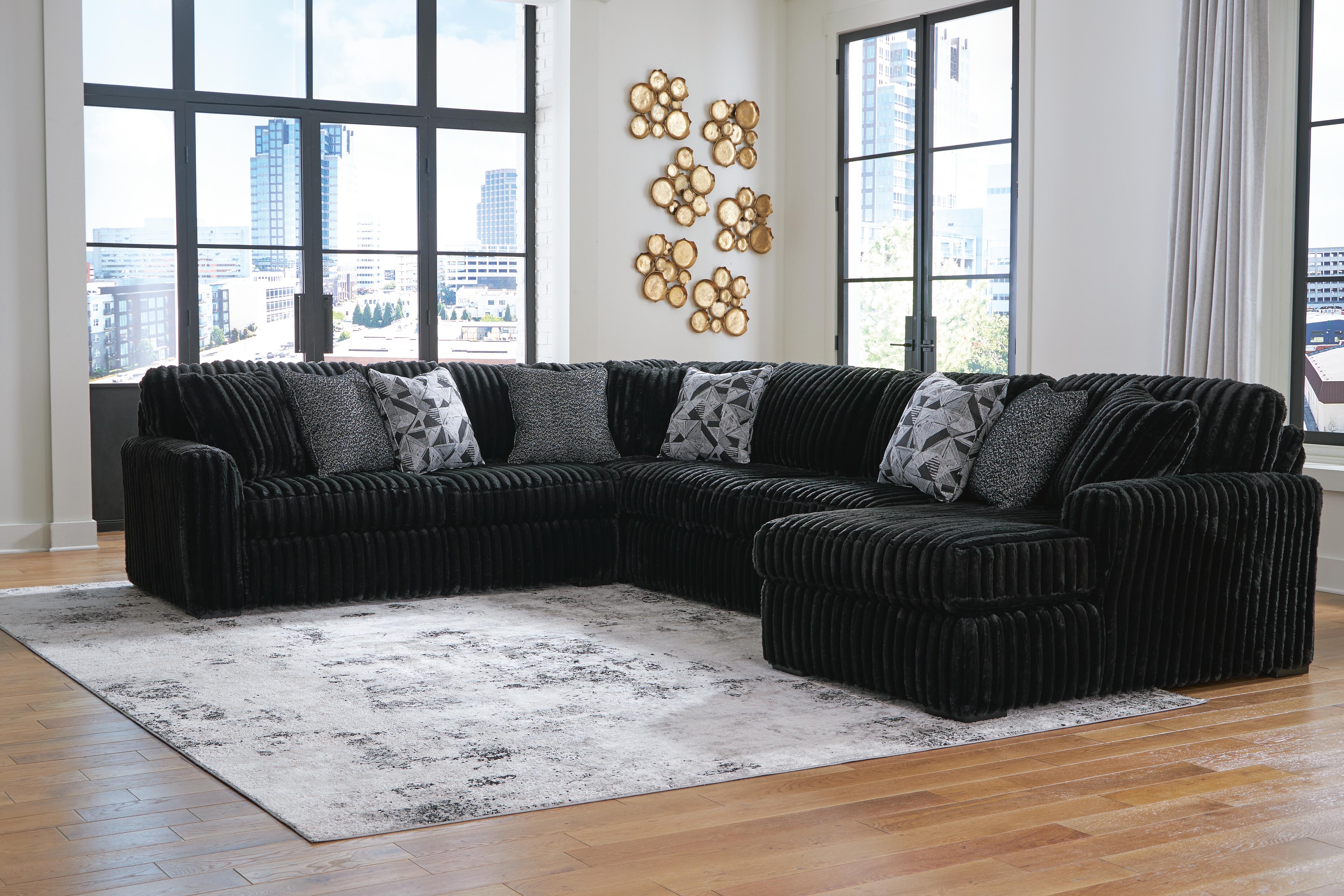 Midnight-Madness Sectional with Chaise - Romeo & Juliet Furniture (Warren,MI)