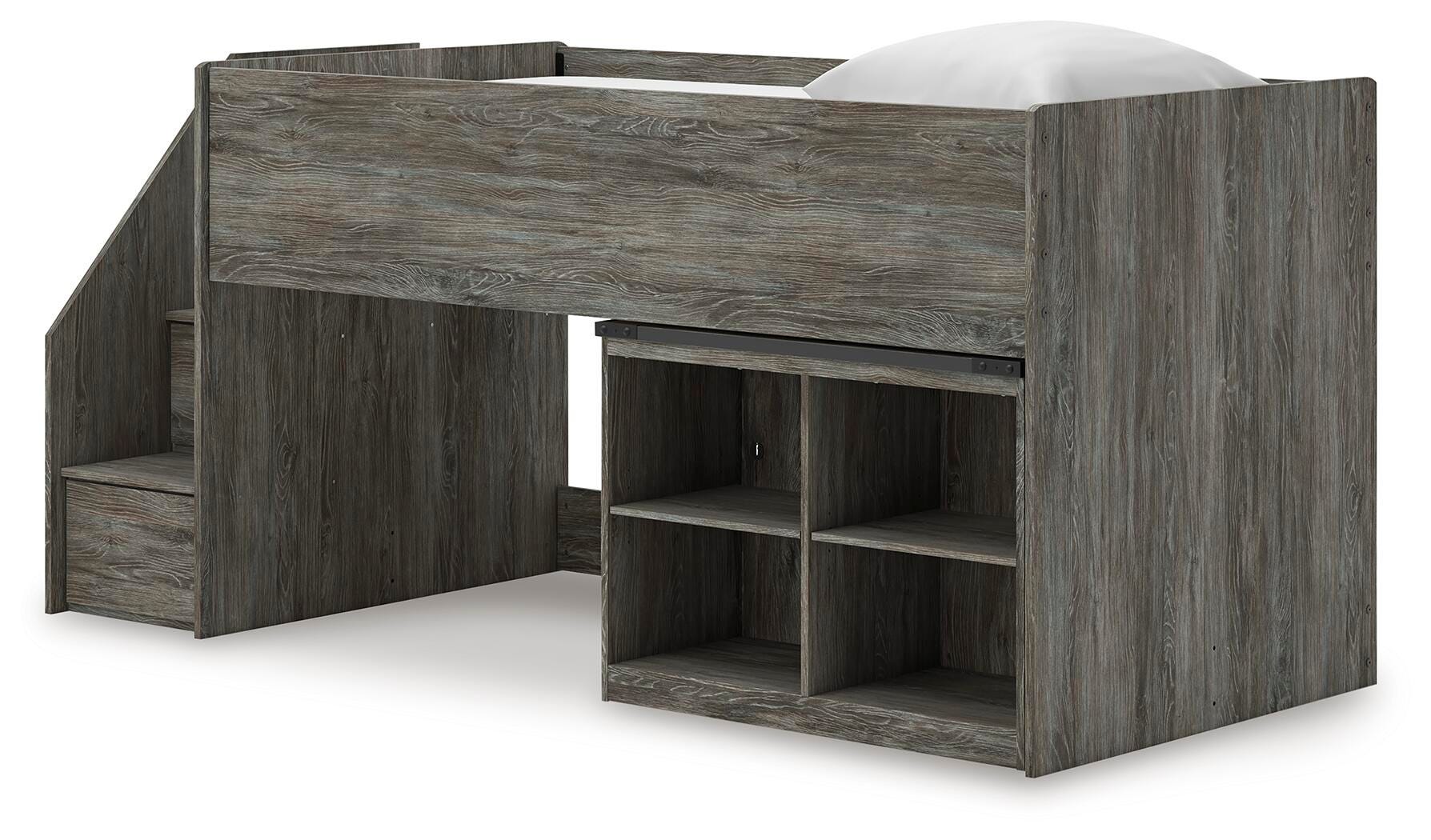 Frandern Loft Bed with Bookcase Storage - Romeo & Juliet Furniture (Warren,MI)