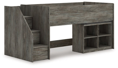 Frandern Loft Bed with Bookcase Storage - Romeo & Juliet Furniture (Warren,MI)