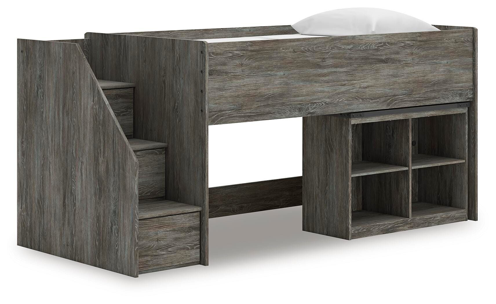 Frandern Loft Bed with Bookcase Storage - Romeo & Juliet Furniture (Warren,MI)