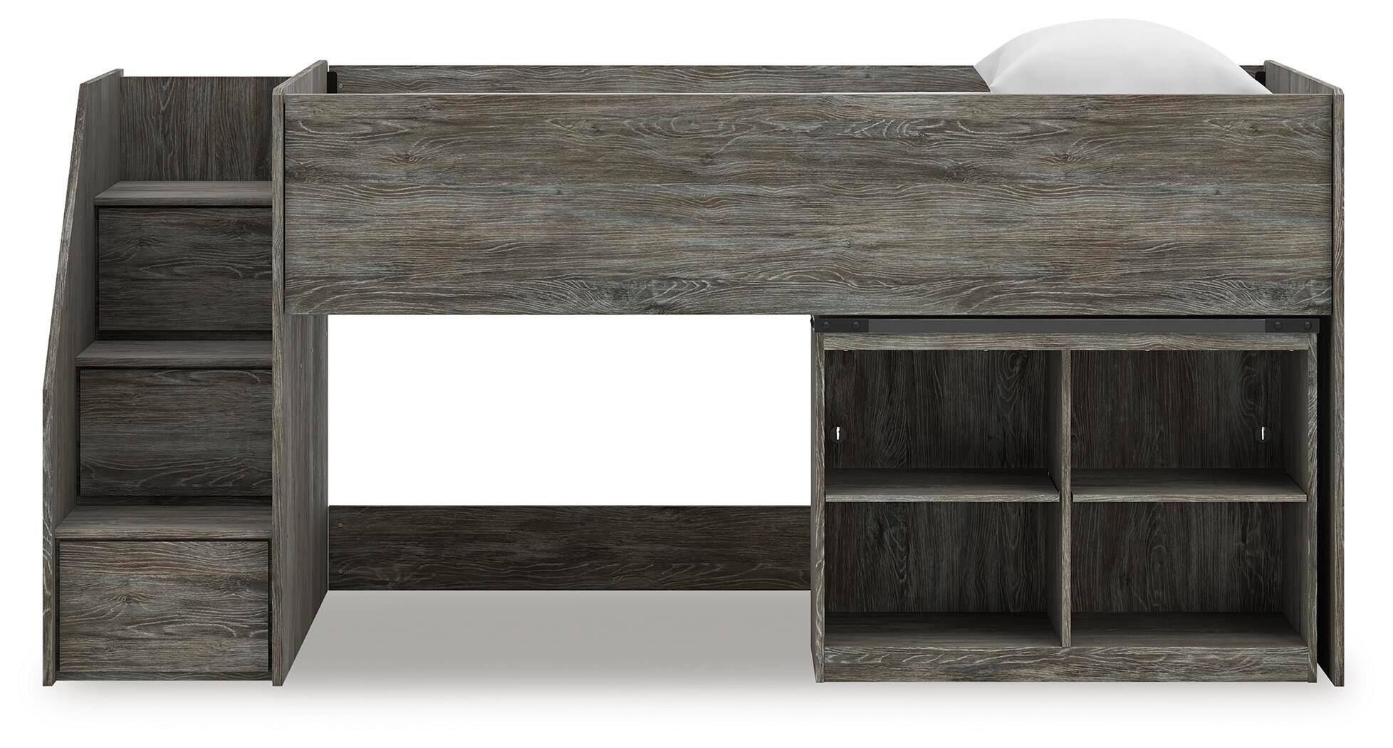 Frandern Loft Bed with Bookcase Storage - Romeo & Juliet Furniture (Warren,MI)