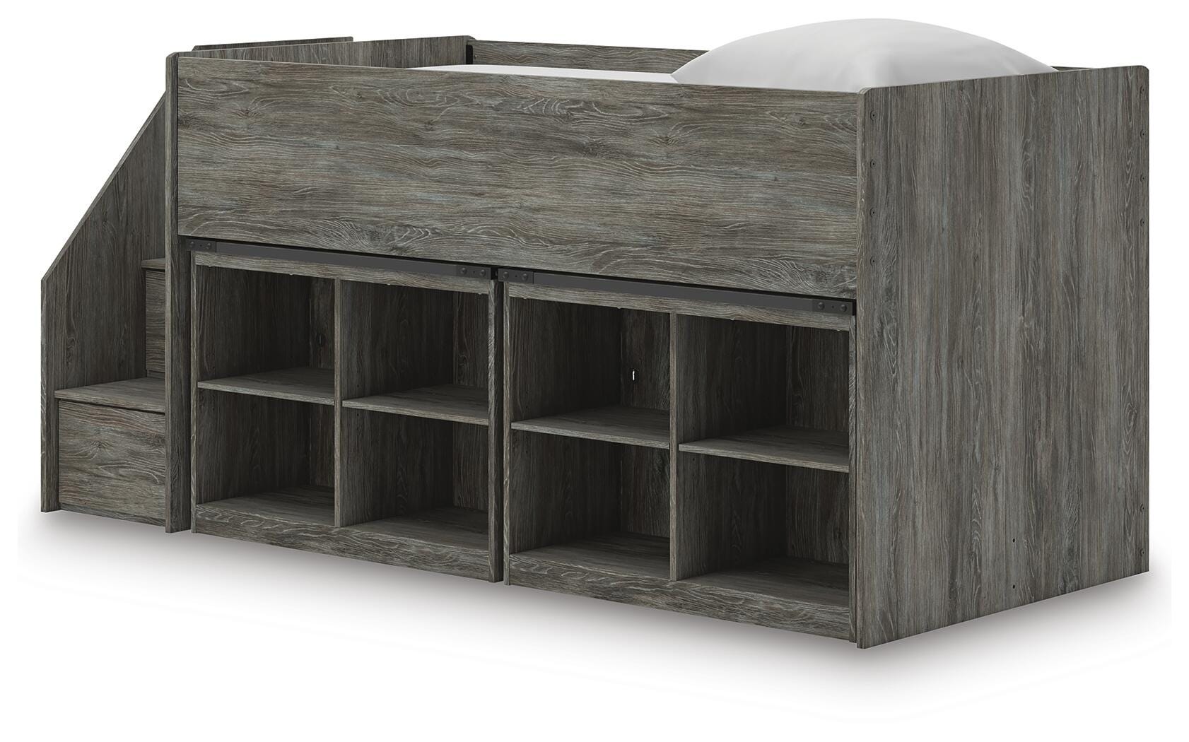 Frandern Loft Bed with Bookcase Storage - Romeo & Juliet Furniture (Warren,MI)