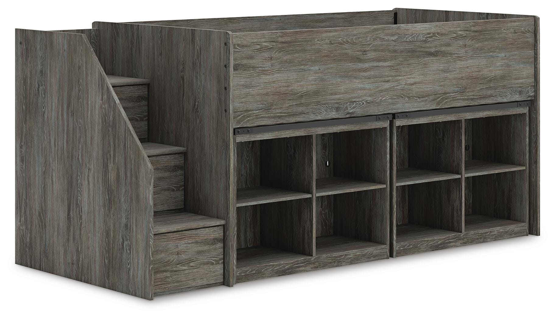 Frandern Loft Bed with Bookcase Storage - Romeo & Juliet Furniture (Warren,MI)