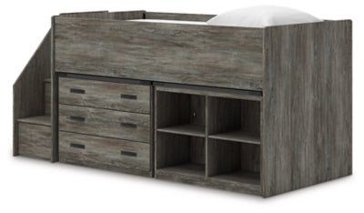 Frandern Loft Bed with Bookcase and Drawer Storage - Romeo & Juliet Furniture (Warren,MI)