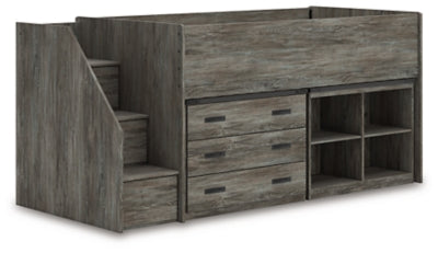 Frandern Loft Bed with Bookcase and Drawer Storage - Romeo & Juliet Furniture (Warren,MI)