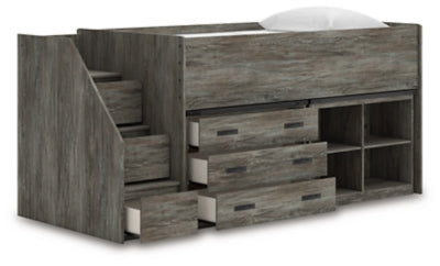 Frandern Loft Bed with Bookcase and Drawer Storage - Romeo & Juliet Furniture (Warren,MI)