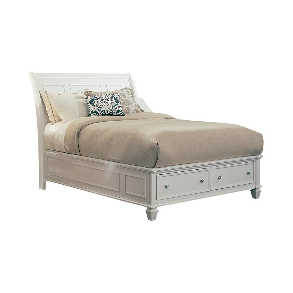 Sandy Beach Queen Storage Sleigh Bed Cream White - Romeo & Juliet Furniture (Warren,MI)