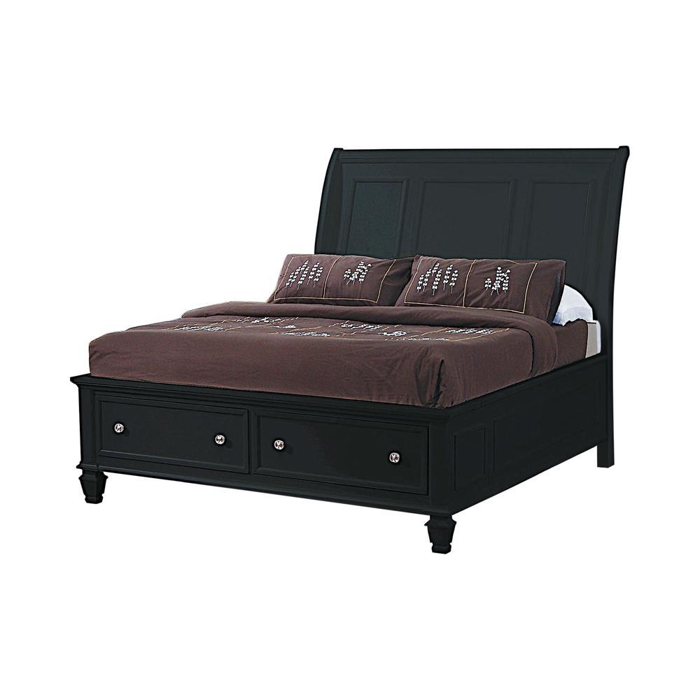 Sandy Beach Queen Storage Sleigh Bed Black - Romeo & Juliet Furniture (Warren,MI)