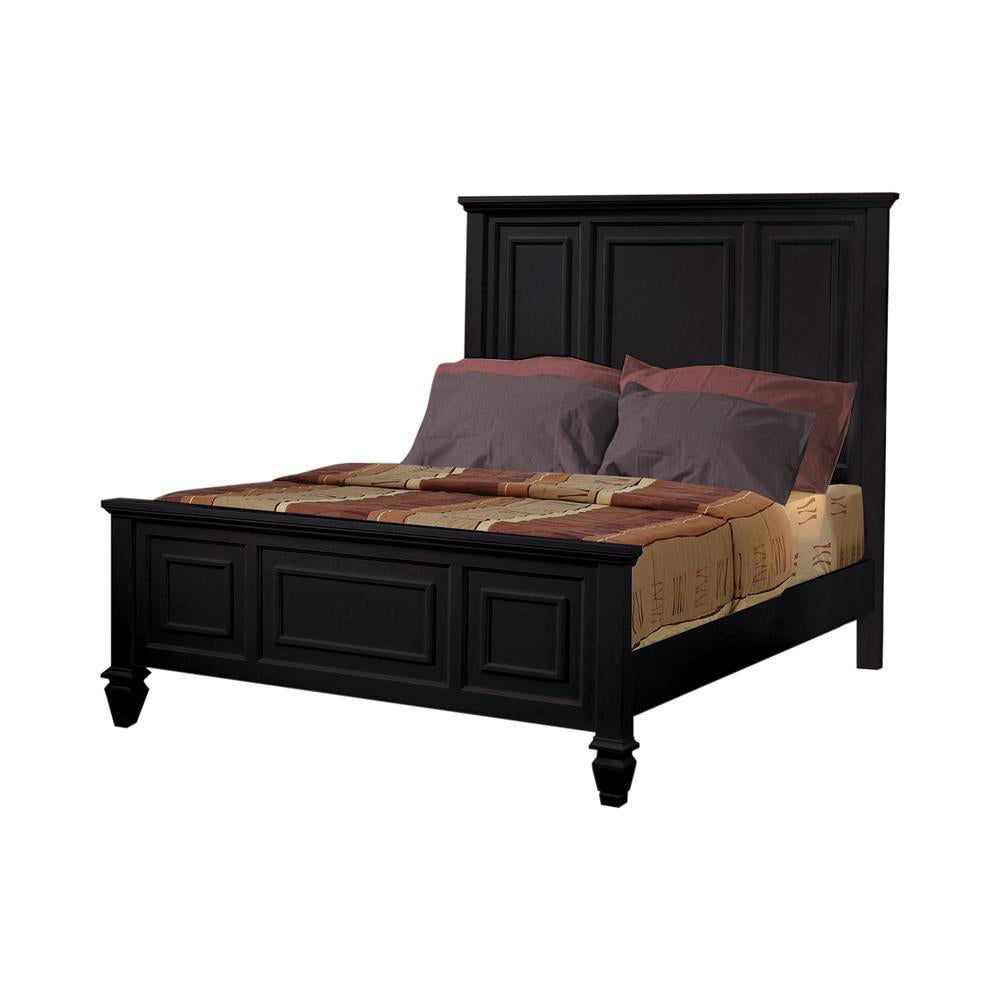 Sandy Beach Eastern King Panel Bed with High Headboard Black - Romeo & Juliet Furniture (Warren,MI)