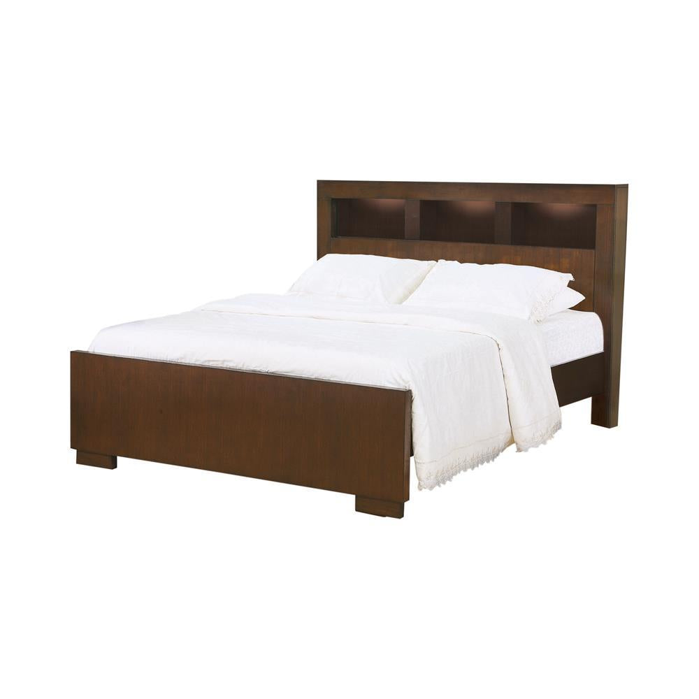 Jessica Eastern King Bed with Storage Headboard Cappuccino - Romeo & Juliet Furniture (Warren,MI)