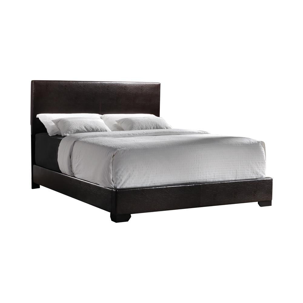 Conner Queen Upholstered Panel Bed Black and Dark Brown - Romeo & Juliet Furniture (Warren,MI)